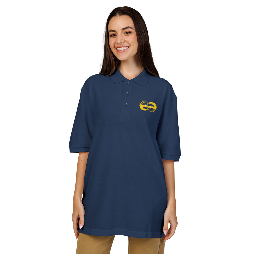 Embroidered Yellow Wave Logo Polo Shirt