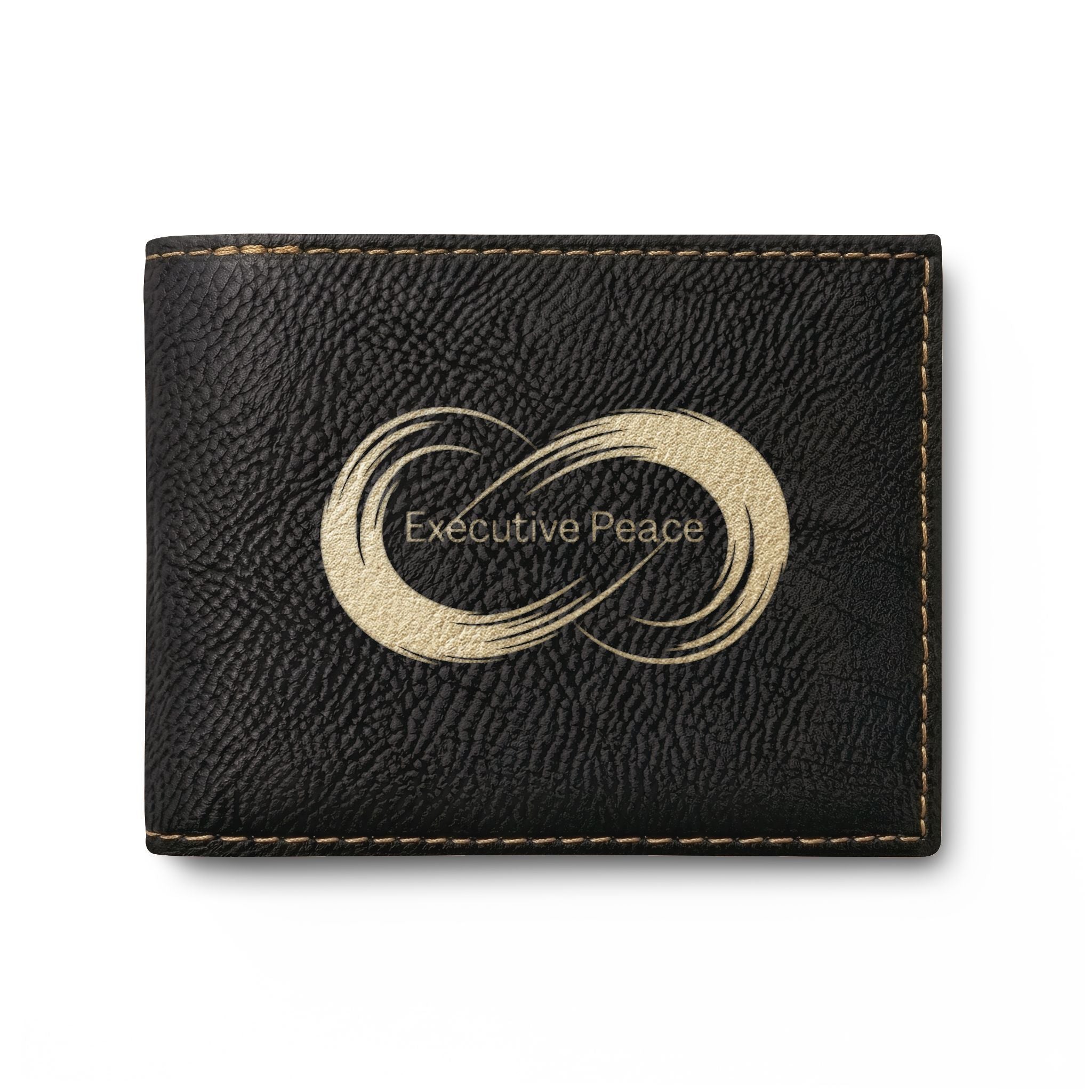 Leather Bi-Fold Wallet with Looping Infinity Design — Slim Flip Card Holder