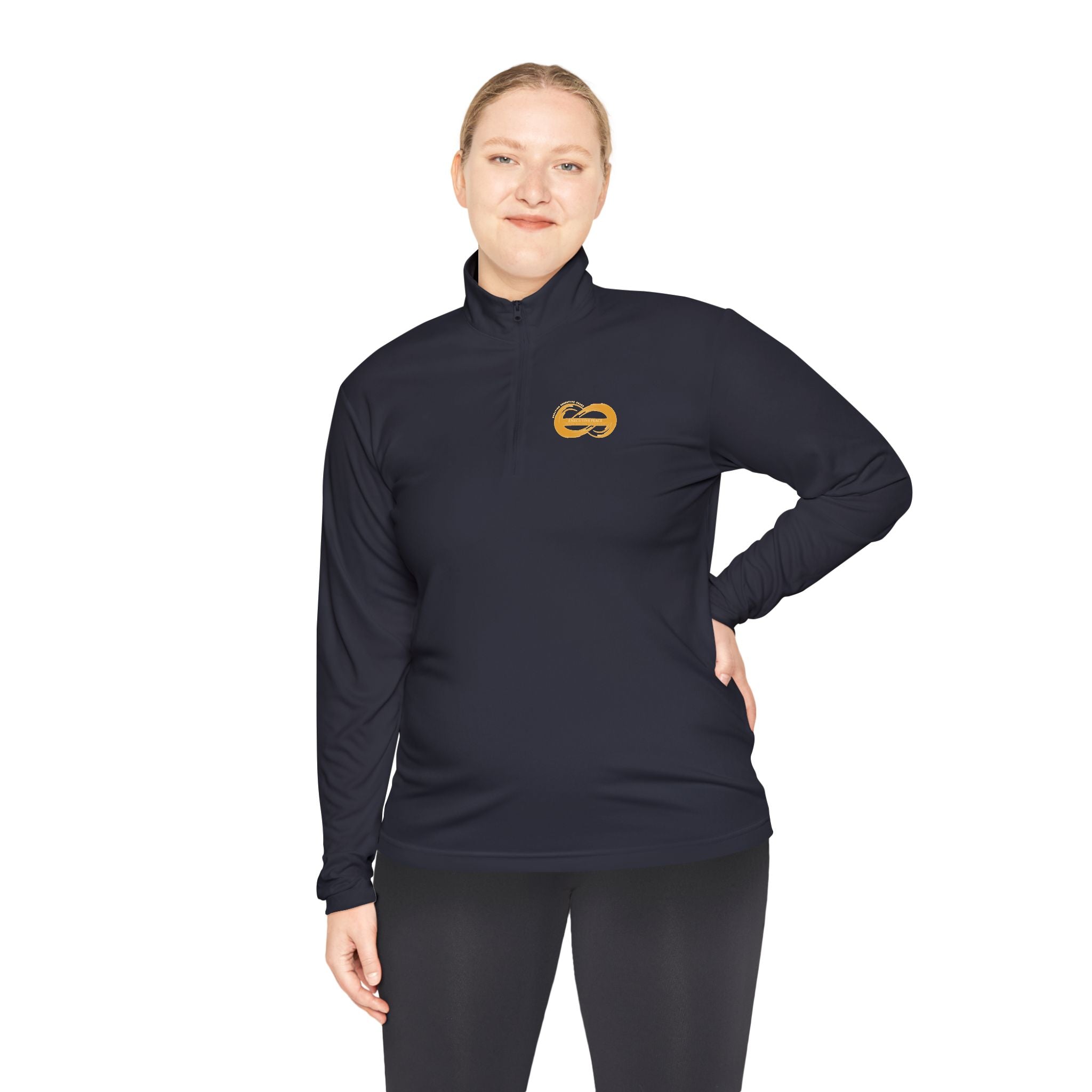 Quarter-Zip Pullover — Minimal Gold Knot Logo Performance Top