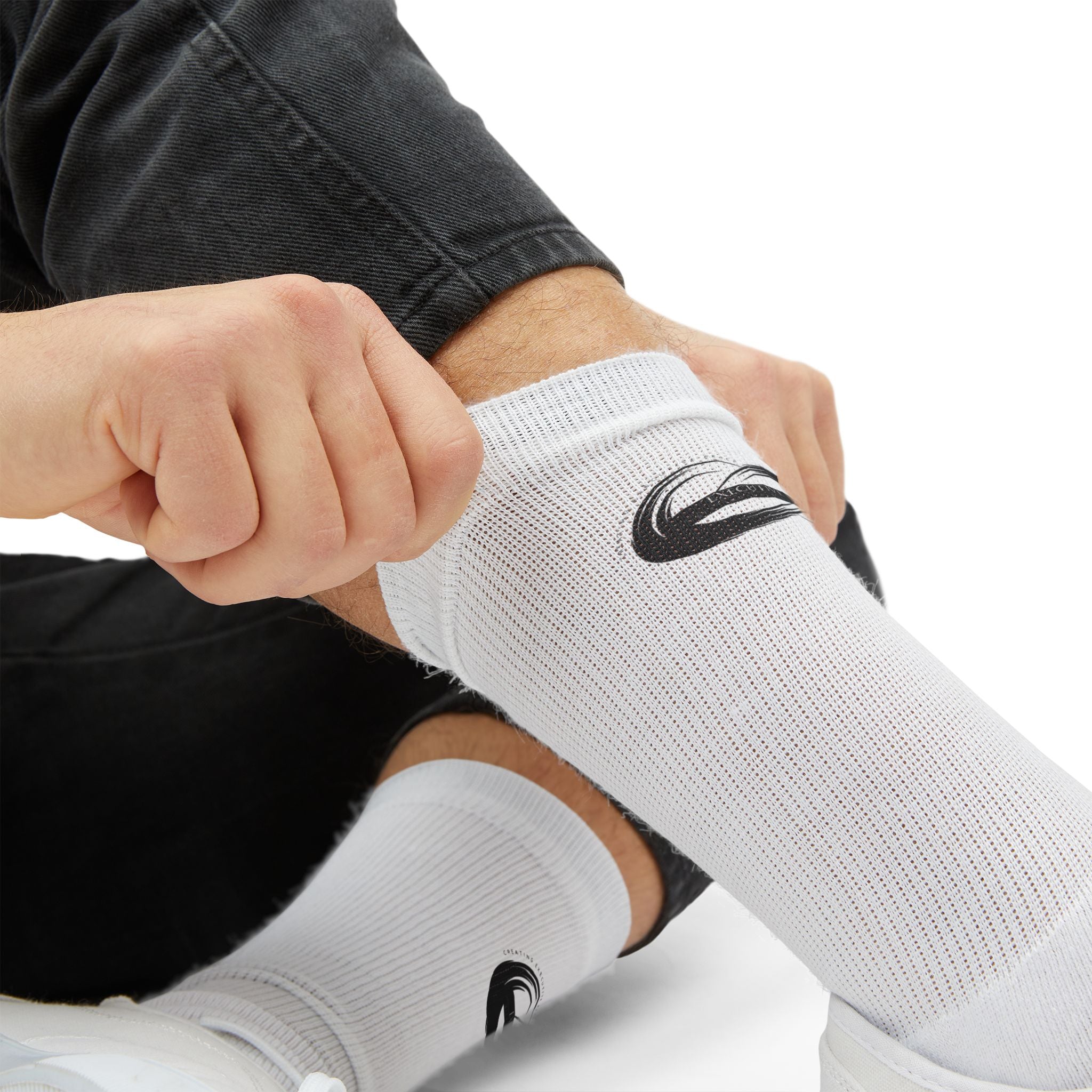 Infinity Logo Sublimation Socks — Custom Graphic Crew Socks