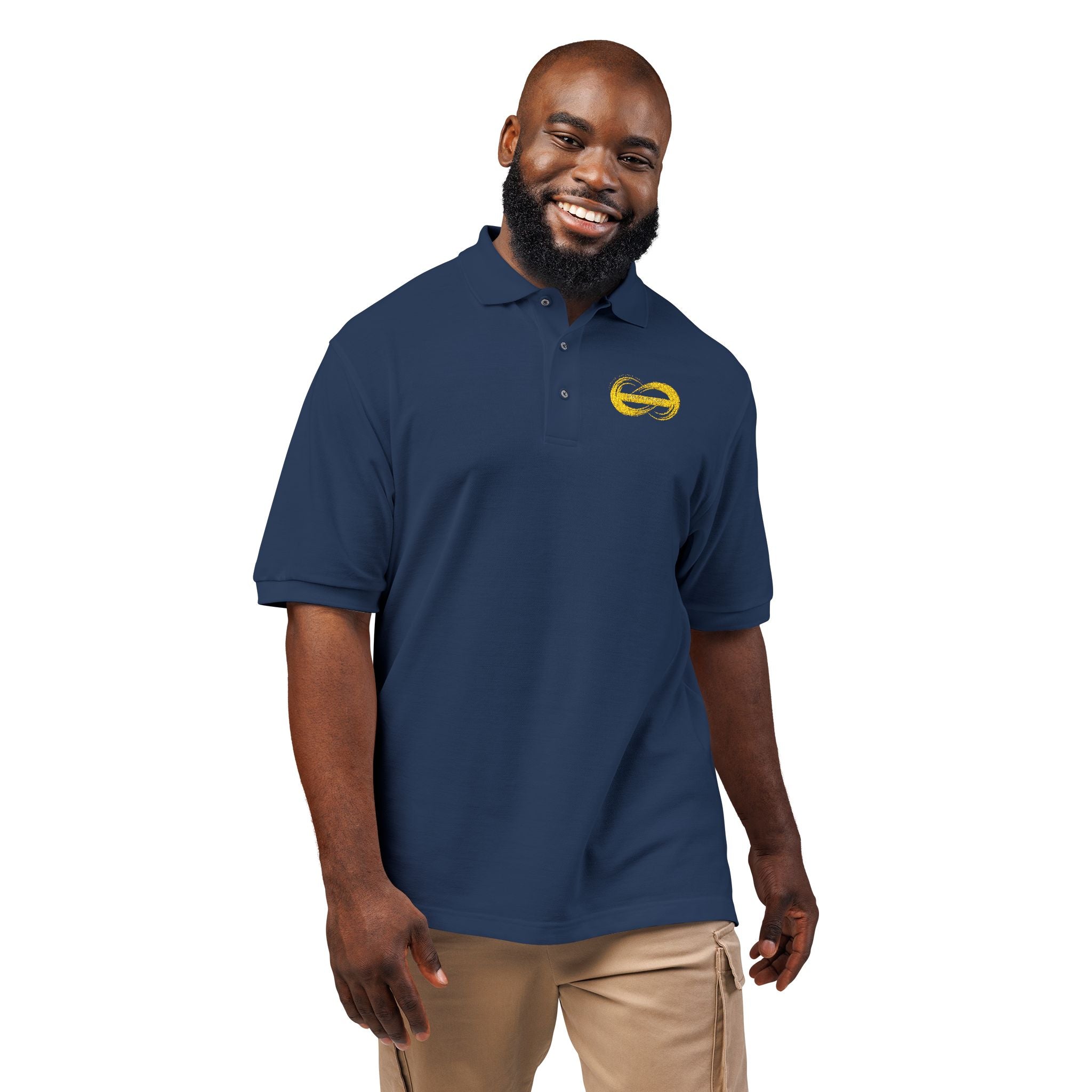 Embroidered Yellow Wave Logo Polo Shirt