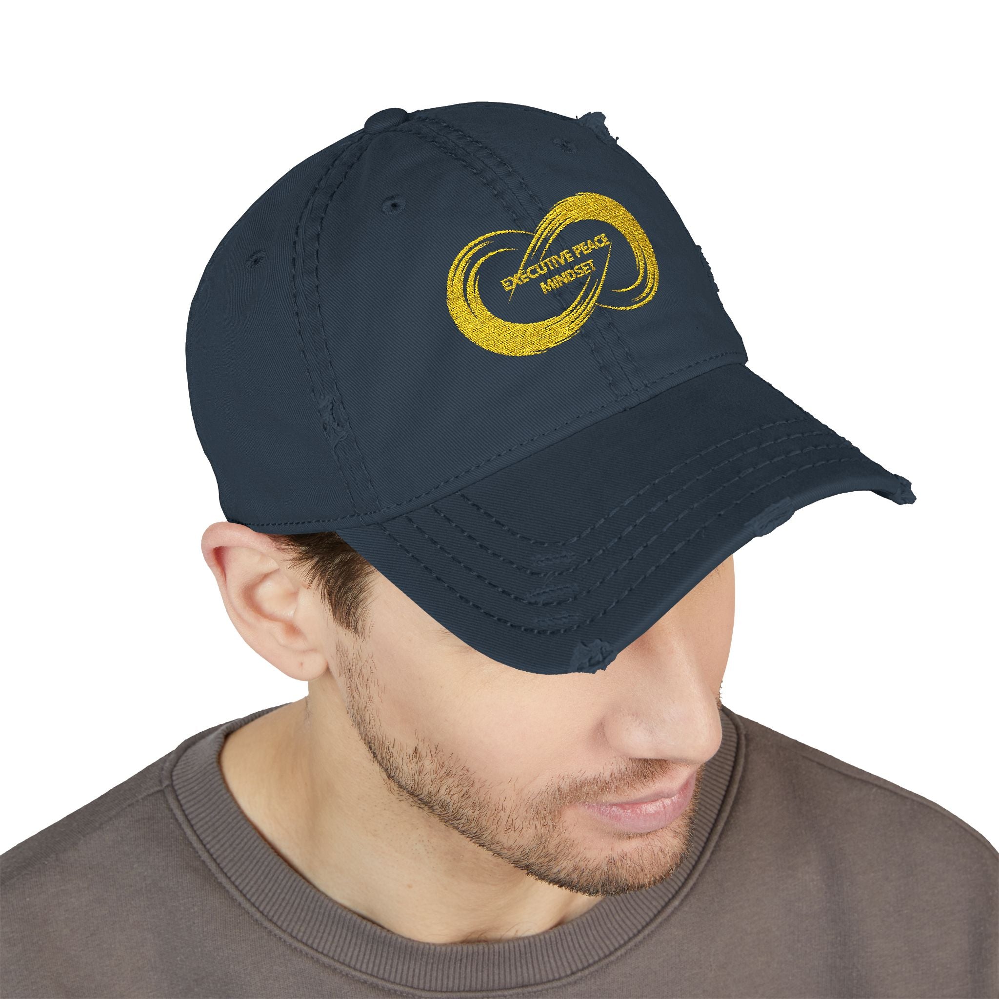 Distressed Embroidered Infinity Dad Hat - Vintage Casual Cap