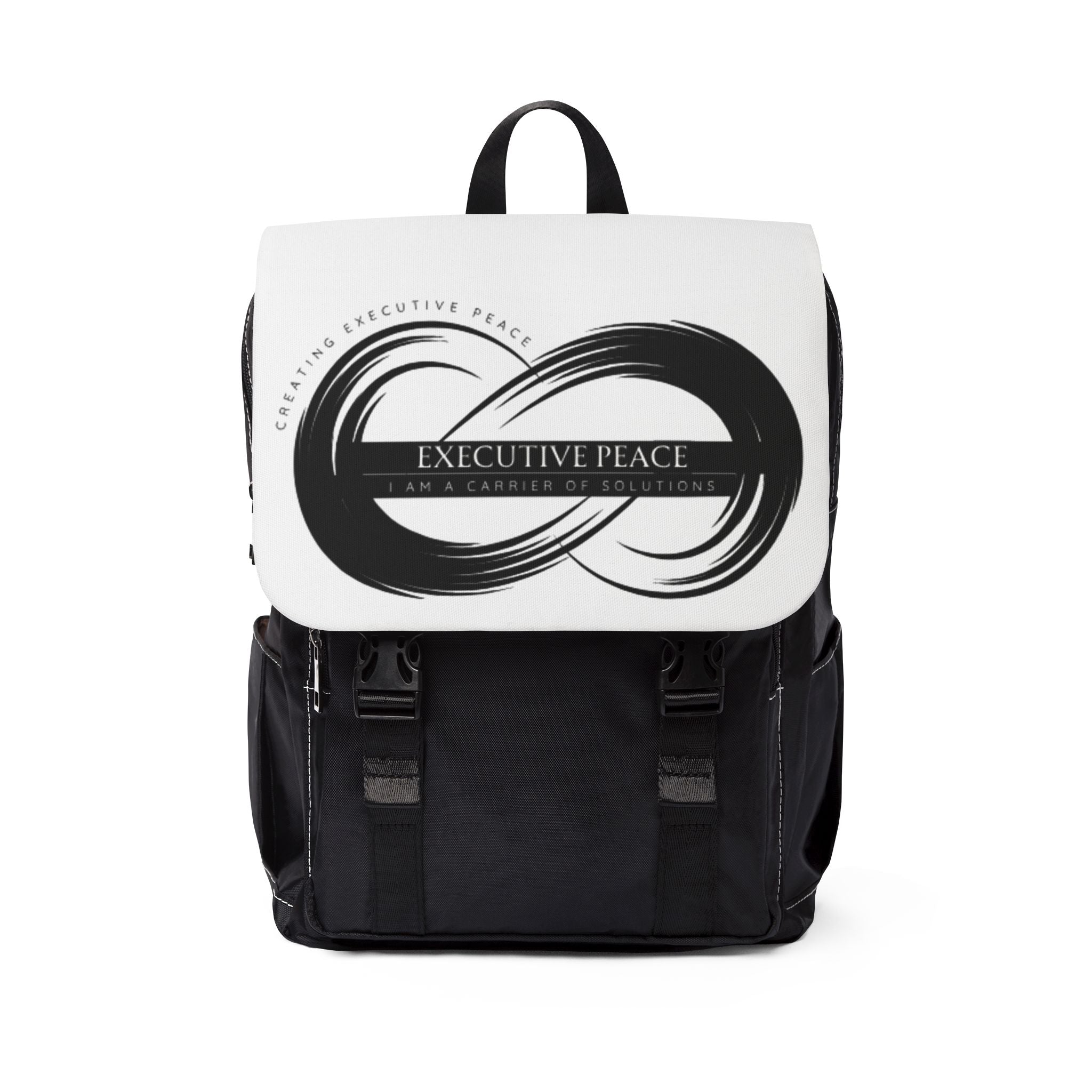 Executive Peace Infinity Backpack – Black & White Casual Shoulder Backpack
